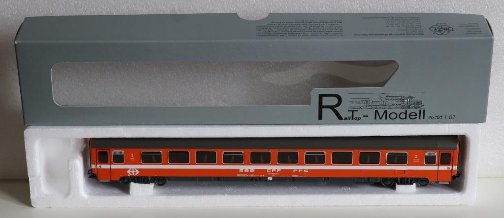 RailTop-Modell 13020 type Bpmz oranje rijtuig Zwitserland, Overige merken, Gelijkstroom, Wagon, Ophalen of Verzenden