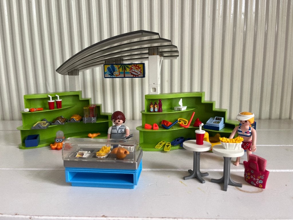 Playmobil winkel met snackbar 6672, Kinderen en Baby's, Complete set, Overige typen, Zo goed als nieuw, Family fun