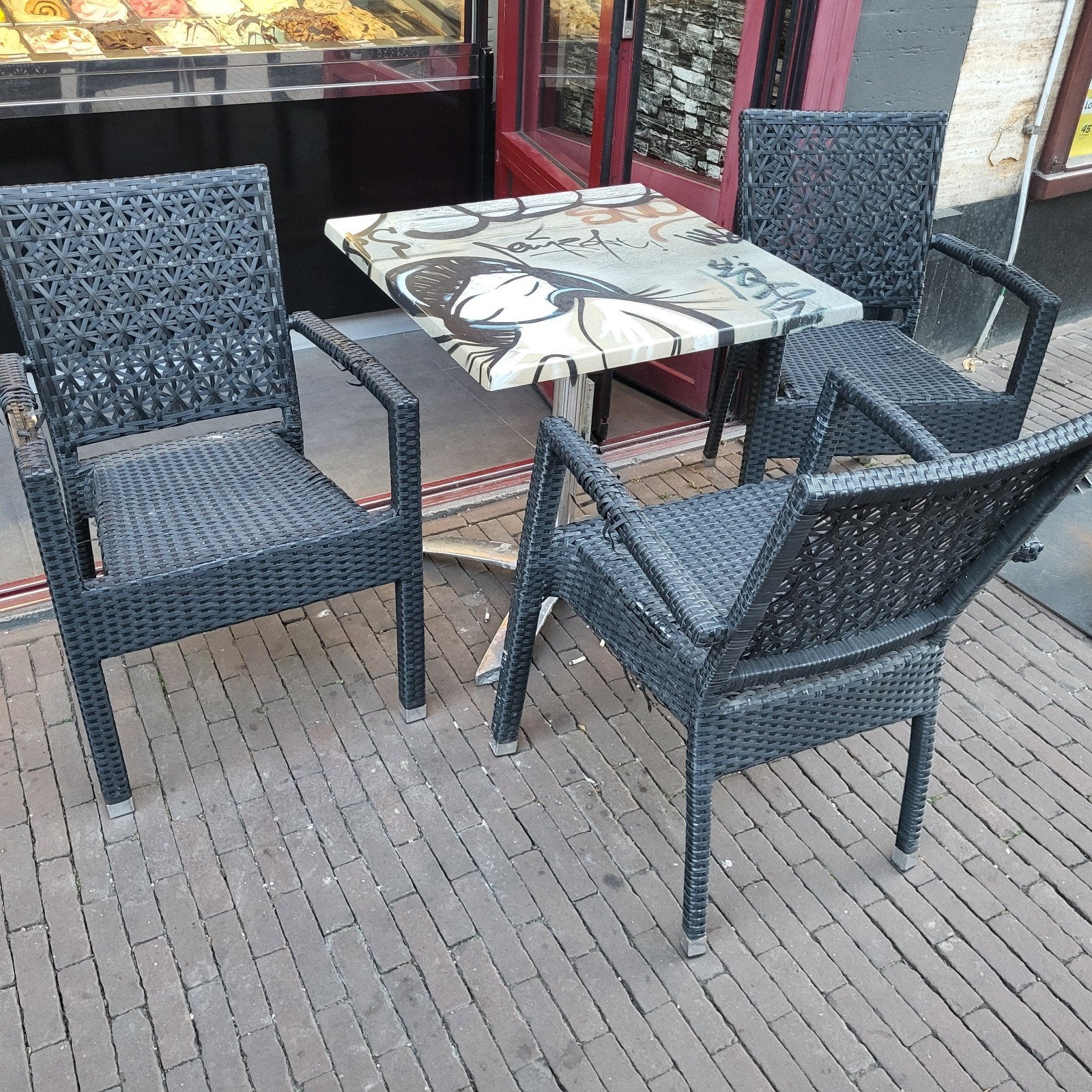 Gratis 6 terras stoelen, Tuin en Terras, Ophalen, Gebruikt