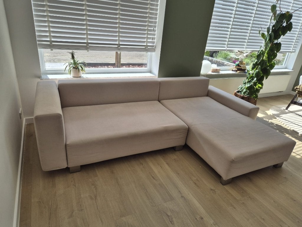 Hoekbank - Beige, Ophalen, 250 tot 300 cm, Gebruikt, Hoekbank