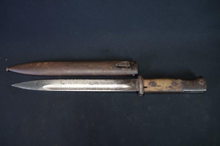 WO2 Duitse K98 bajonet met schede, Ophalen of Verzenden, Duitsland, Mes of Dolk