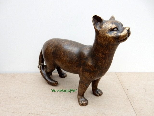 201* Bronzen kat (Boven €75 geen verzendkosten), Ophalen of Verzenden, Nieuw, Overige materialen, Dierenbeeld