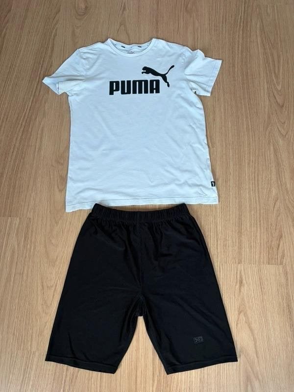 Sportset Puma shirt en korte sportbroek maat M / 176, Maat 38/40 (M), Puma, Wit, Ophalen of Verzenden