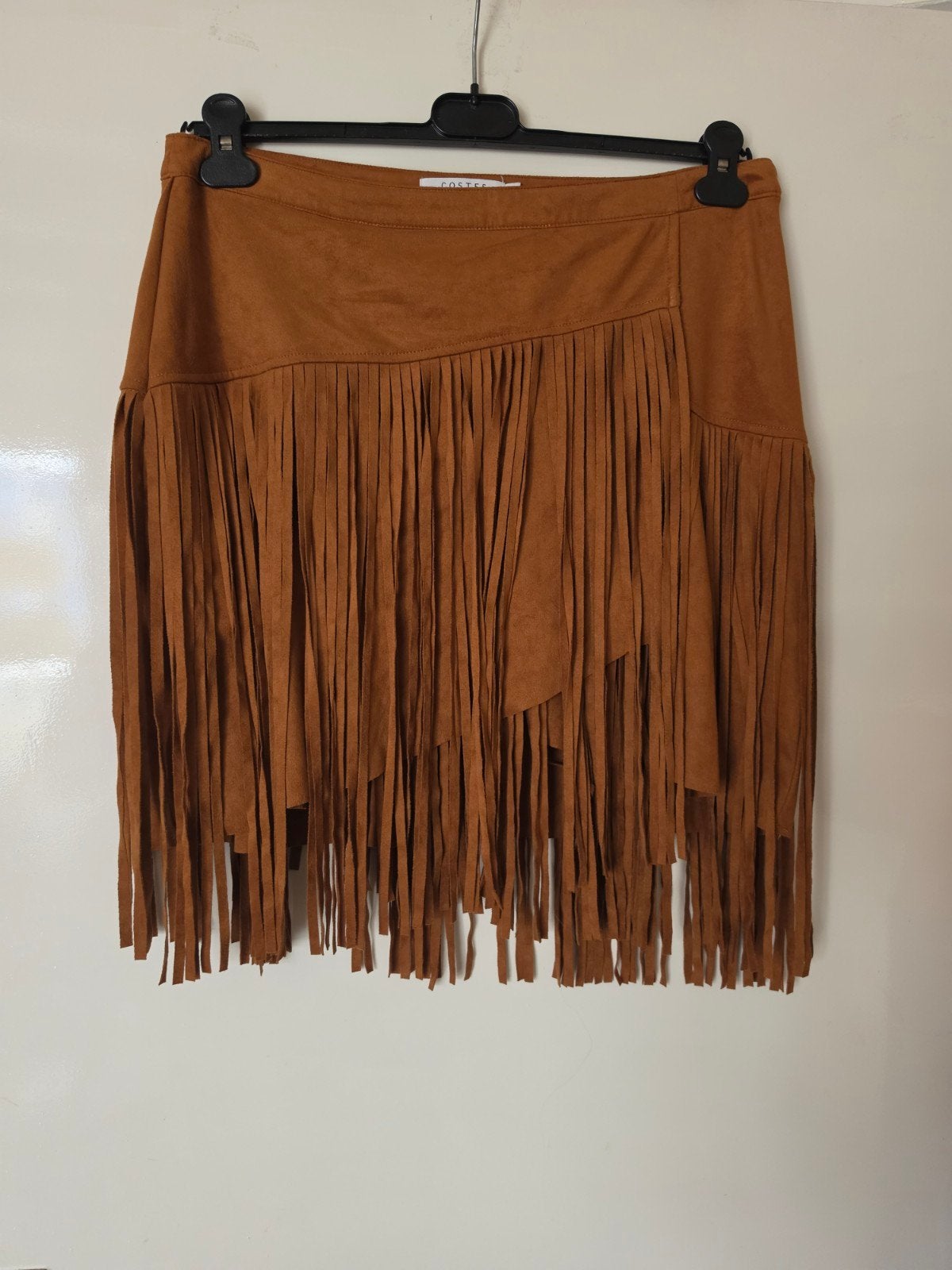 Costes rok met franjes, suède look, maat XL, Ophalen of Verzenden
