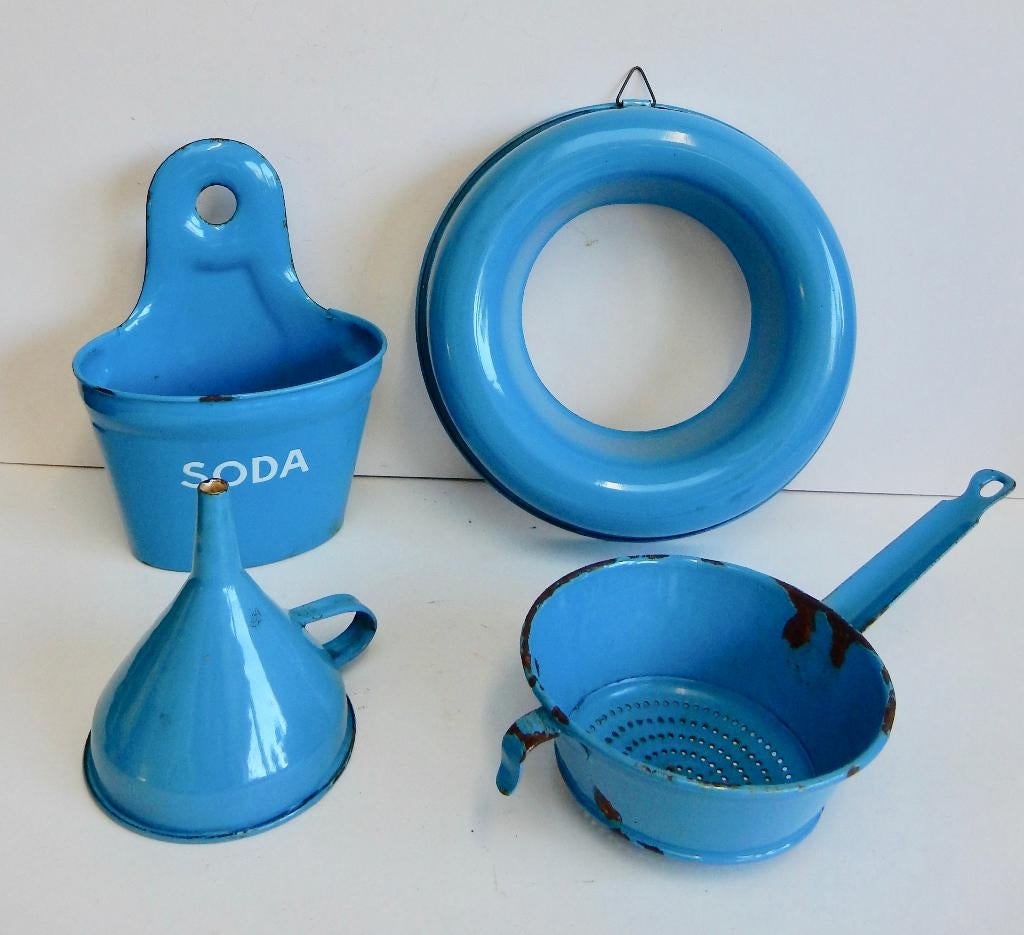 Lot Blauw emaille, Ophalen of Verzenden