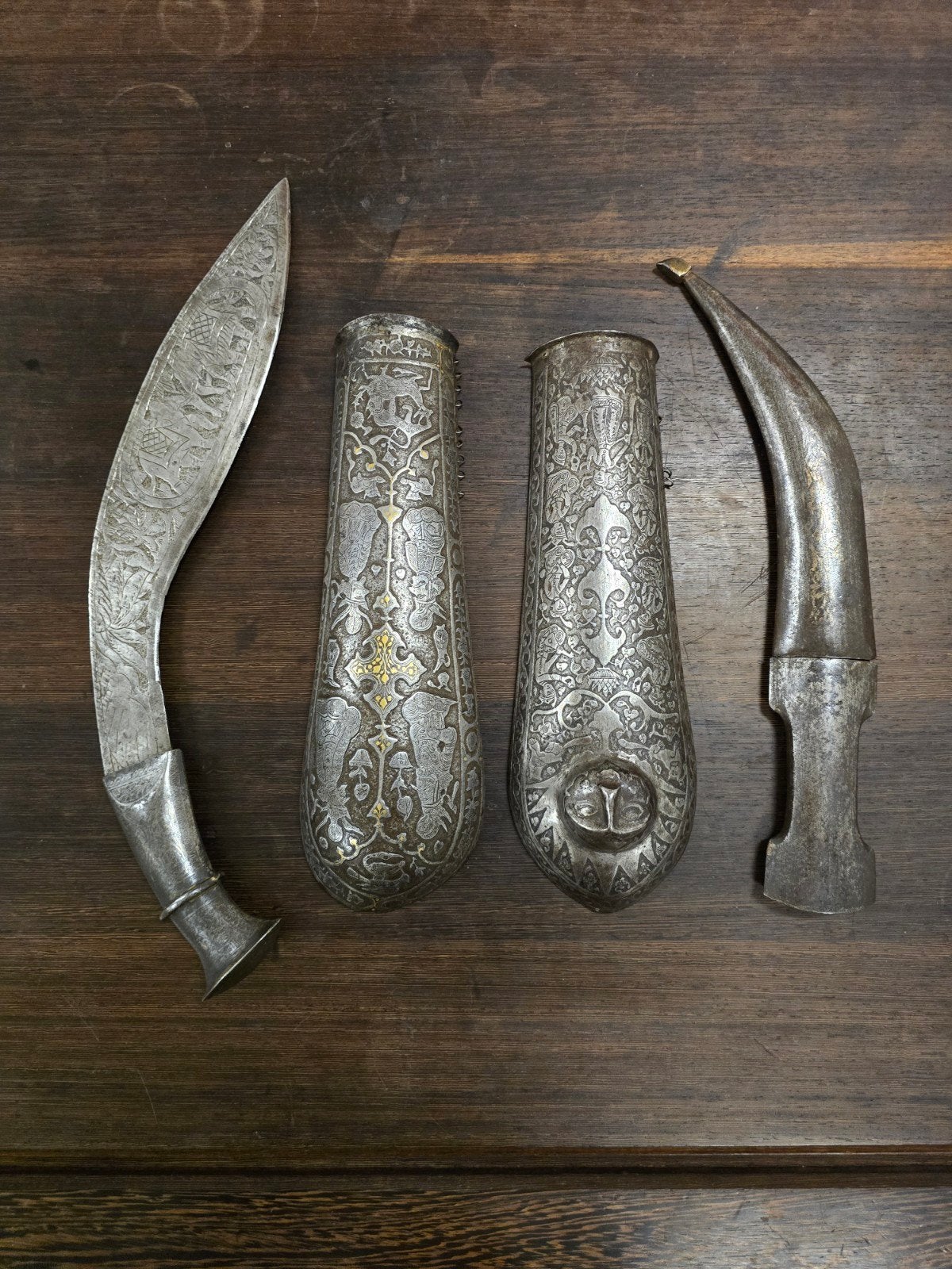 Antiek indo perzisch armpantser/wapens, goud/zilver inleg, Ophalen of Verzenden