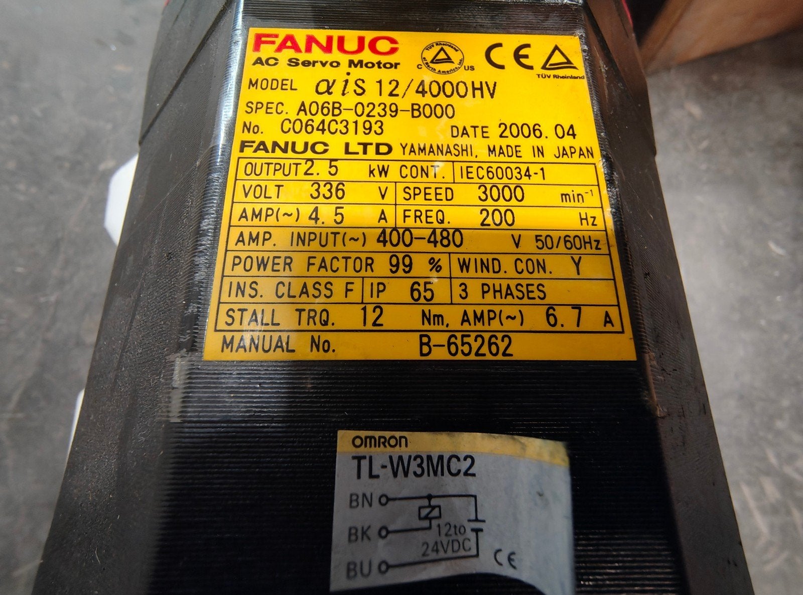 FANUC AC Servomotor αis 12/4000HV - 2.5 kW, 3000 min¹, Ophalen of Verzenden
