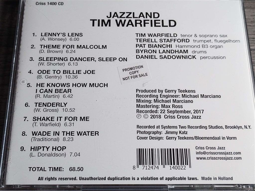 Tim Warfield – Jazzland [Promo], Ophalen of Verzenden, Zo goed als nieuw, Jazz, Promo