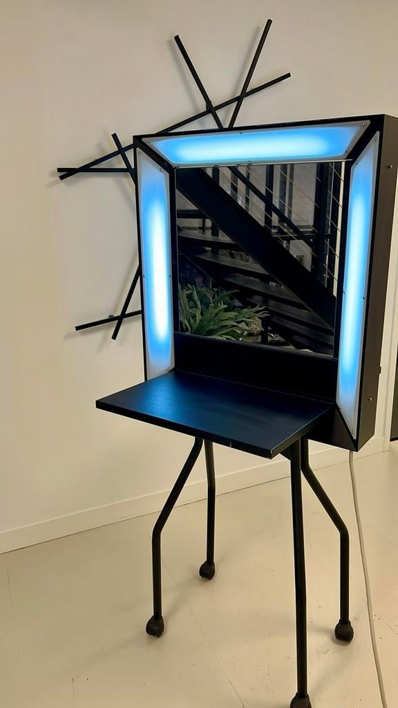 Verrijdbare Visagie Spiegel - Dubbele Mobiele Werkplek, Huis en Inrichting, Woonaccessoires | Spiegels, 100 tot 150 cm, Ophalen of Verzenden