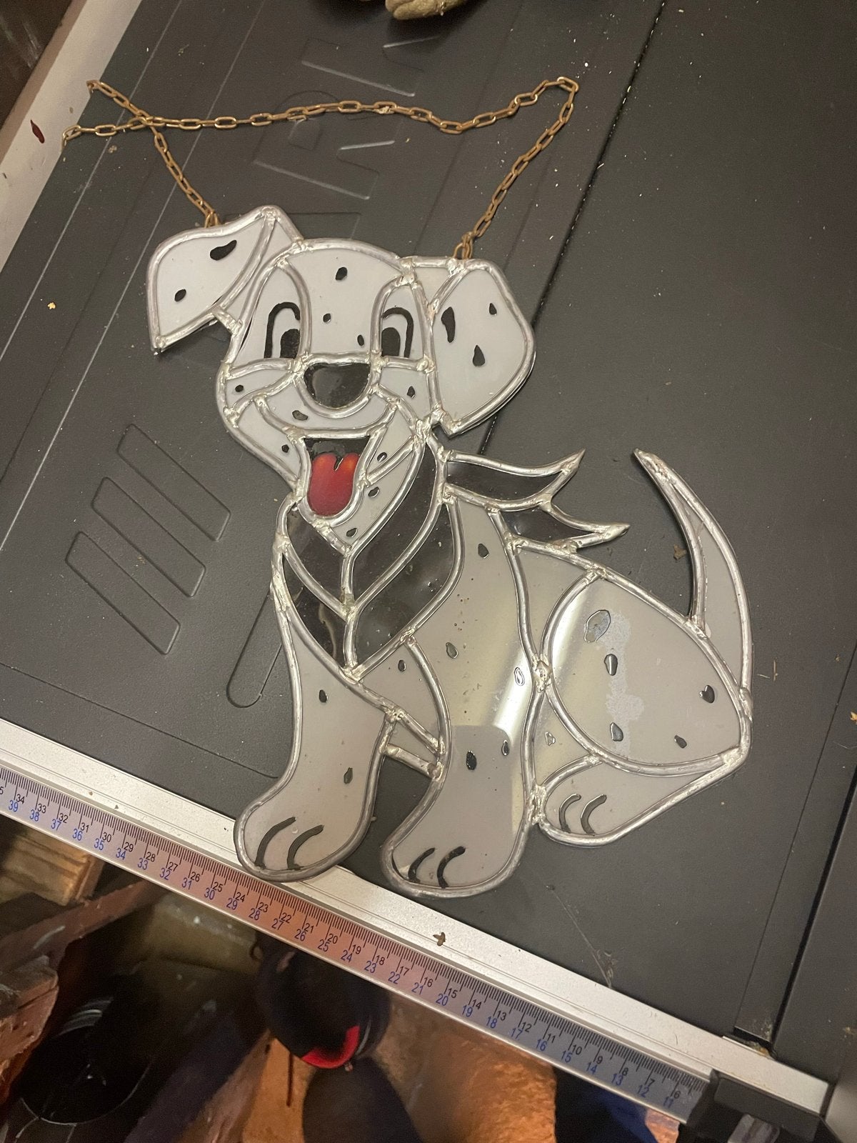 Glazen inlood hanger Dalmatiër hond 45 cm, Vintage, Meerkleurig, Nieuw, Ophalen of Verzenden