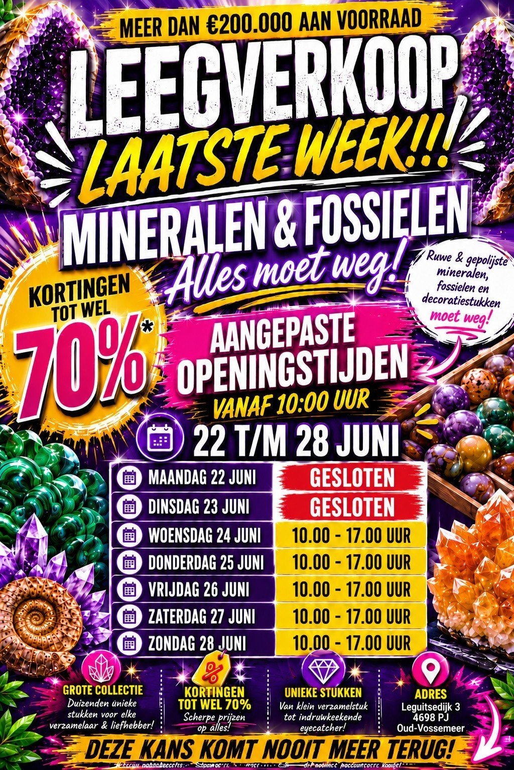 Museumstuk, grote paarse fluoriet woensdag tm zondag geopend, Ophalen, Mineraal