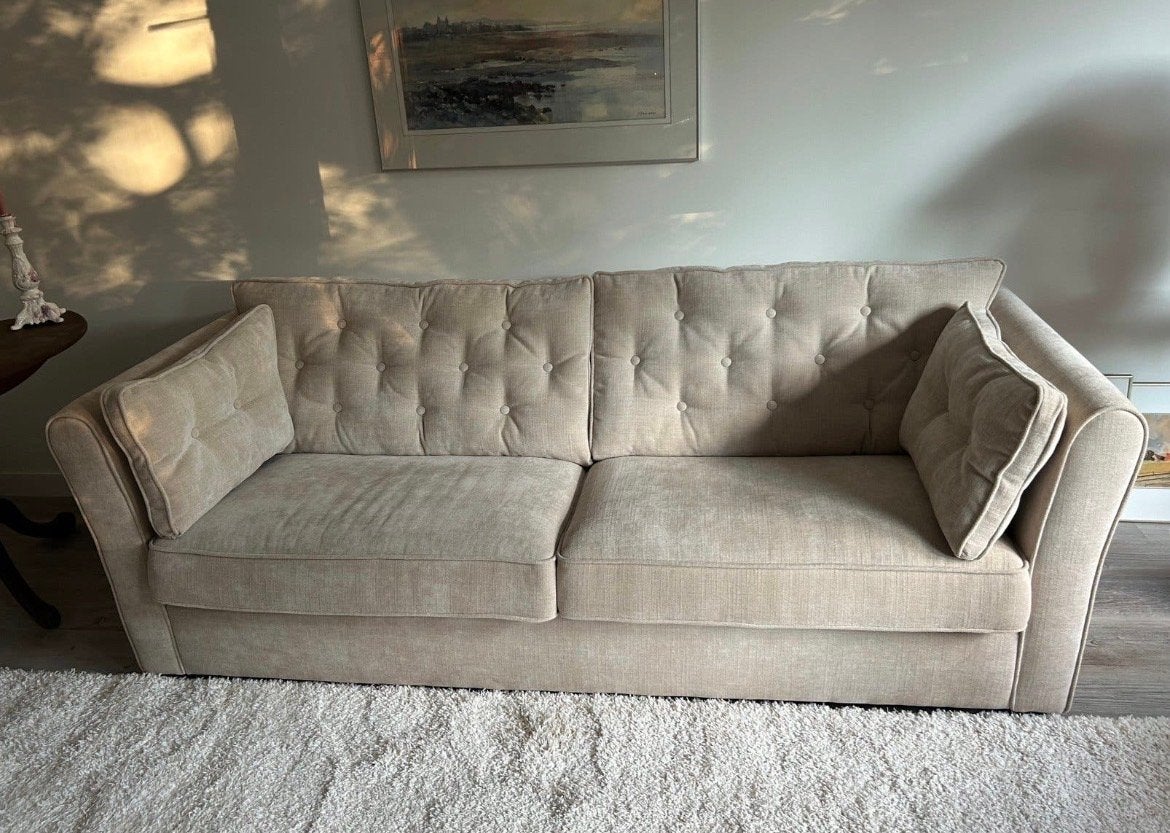 Nieuwstaat 2,5 zits zandkleur bank van Urban Sofa Fiore, 250 tot 300 cm, Minder dan 75 cm, Driepersoons, Ophalen of Verzenden