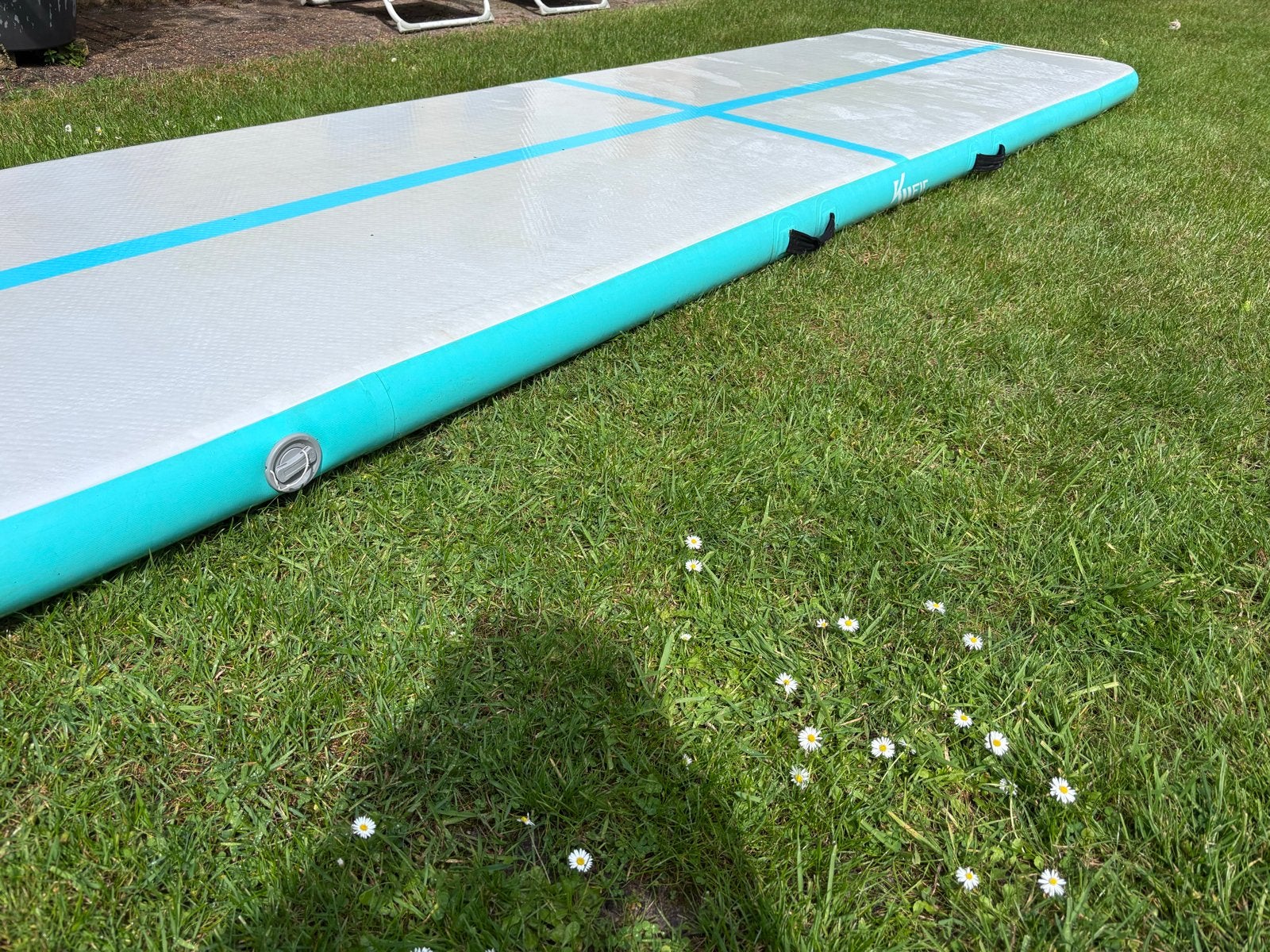 KM Fit Airtrack Gymnastiekmat Turnmat - 4 meter, Ophalen of Verzenden, Gebruikt, Wit, Overige typen