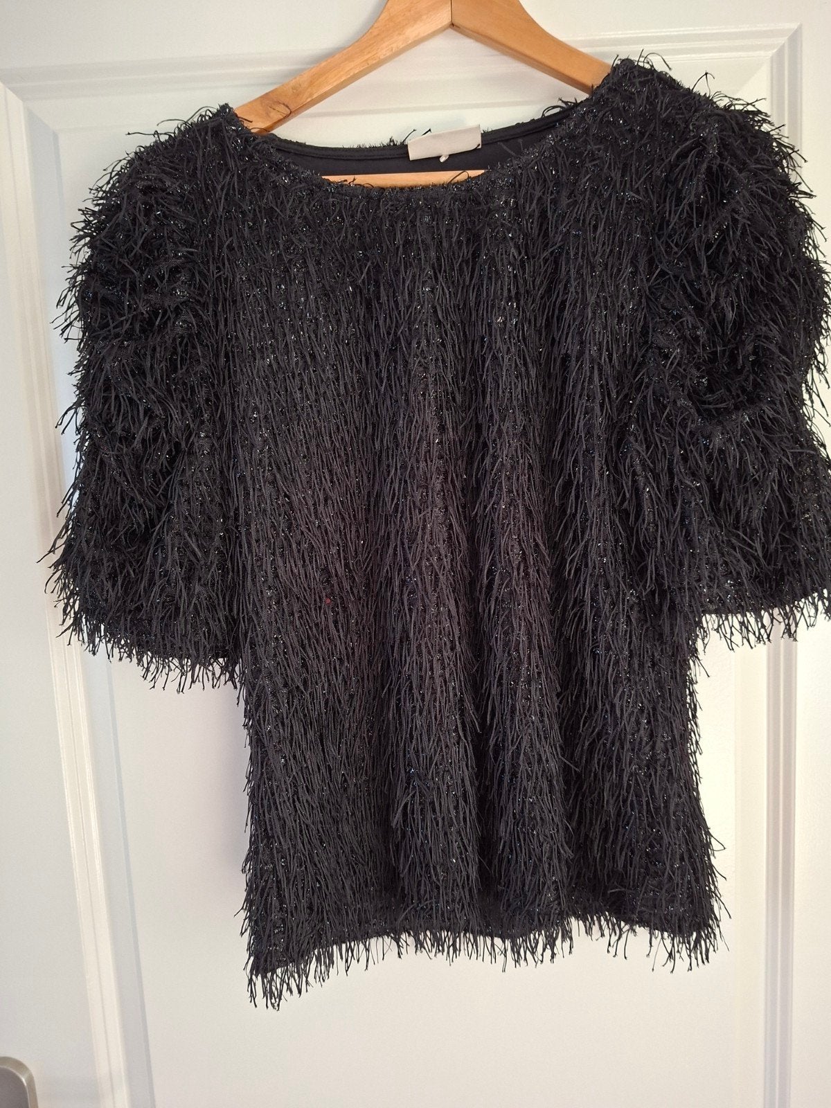 FREE/QUENT Zwarte Top met Franjes - Maat M, Kleding | Dames, T-shirts, Maat 38/40 (M), Zwart, Ophalen of Verzenden, Zo goed als nieuw