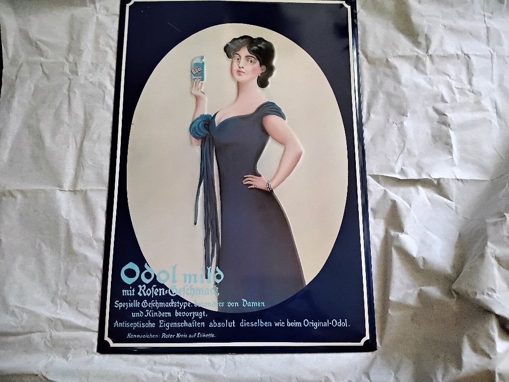 Reclamebord Vintage 75x52cm Odol Mild, Ophalen, Zo goed als nieuw, Reclamebord