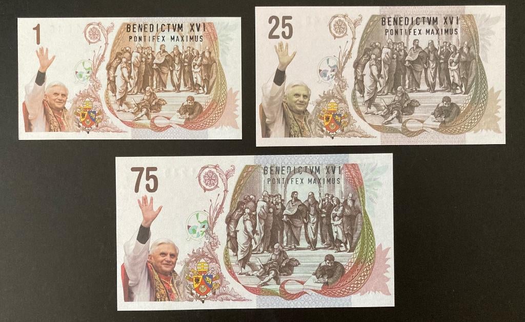 biljetten Paus Benedictus XVI ( Joseph Aloisius Ratzinger ), Postzegels en Munten, Ophalen, Buitenland, Bankbiljetten
