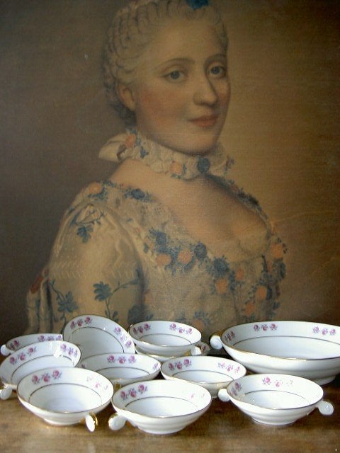 Franse dessertschaal + schaaltjes Limoges, Ophalen of Verzenden