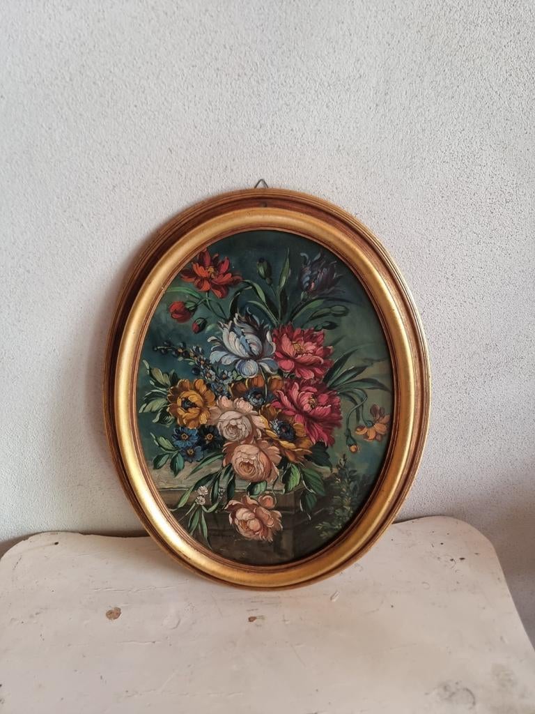 Olieverf schilderij bloemen stilleven K41 * schapenweide, Ophalen