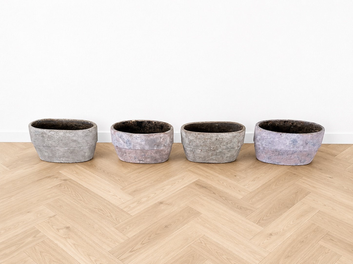 Set van 4 Brynxz potten - 40x25x17 cm, Tuin en Terras, Bloempotten, Gebruikt, Binnen, Minder dan 40 cm, Beton