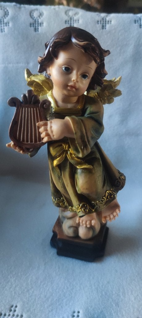 1125 Engeltje met muziek instrument, Ophalen of Verzenden, Zo goed als nieuw, Beeld(je), Christendom | Katholiek