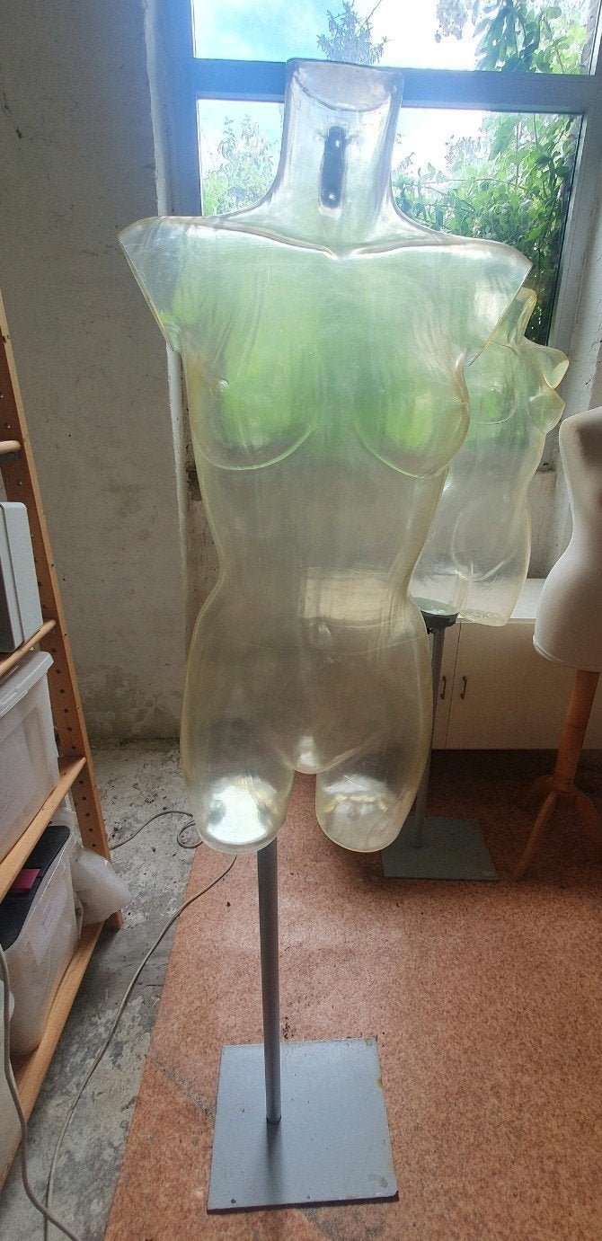 Transparante paspop torso met standaard, Ophalen