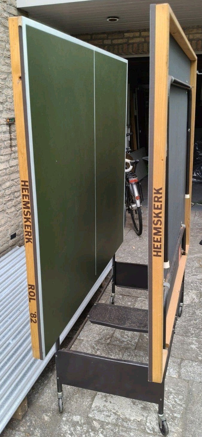 Tafeltennistafel Heemskerk Rol '82 met net, batjes en balle, Sport en Fitness, Tafeltennis, Ophalen, Gebruikt, Tafel Indoor, Verrijdbaar