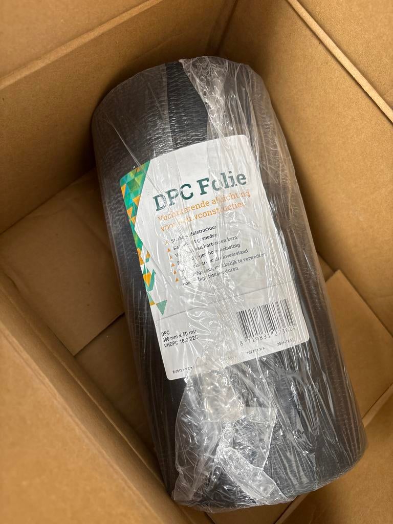 DPC Folie 280mu 300mm x 50m - Vochtwerende afdichting, Ophalen of Verzenden, Zo goed als nieuw