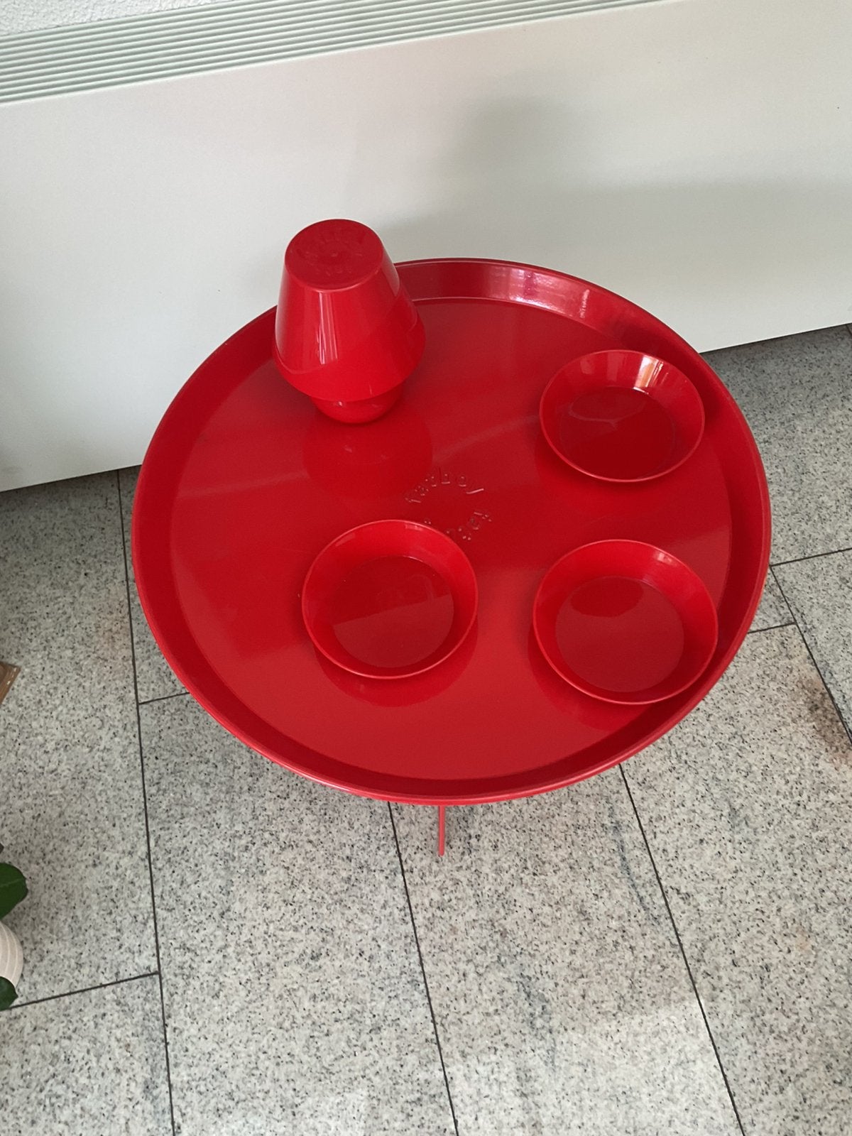 Fatboy dienblad bijzettafel met schaaltjes en lamp op accu, Ophalen, Zo goed als nieuw, Rond