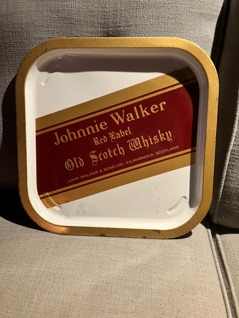 Vintage johnnie walker whisky whiskey dienblad reclame, Ophalen of Verzenden, Gebruiksvoorwerp