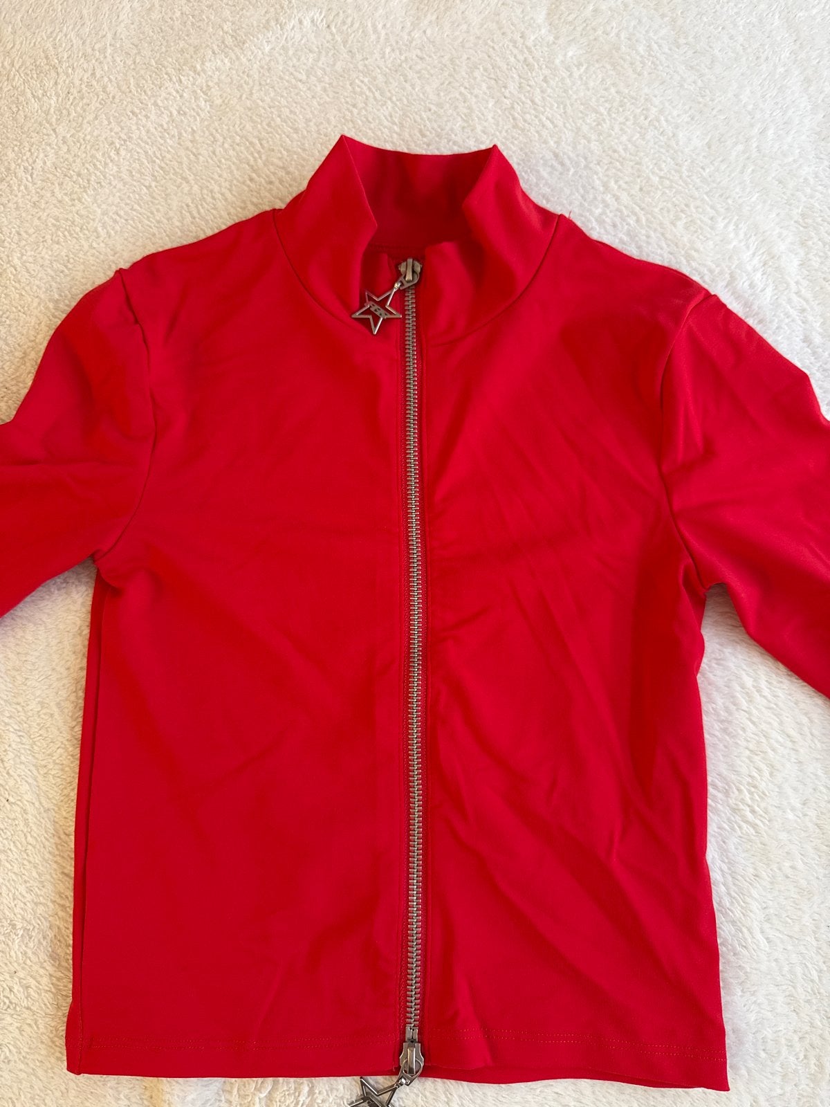 Rode crop top met rits en ster detail, Ophalen of Verzenden, Zo goed als nieuw, Maat 36 (S), Rood