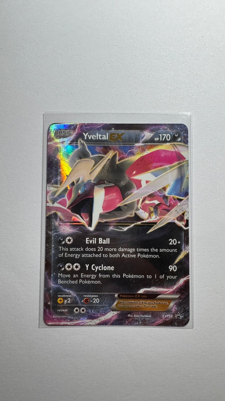 Pokémon Yveltal EX XY150 Holo | Black Star Promo | XY Promo, Ophalen of Verzenden, Zo goed als nieuw, Foil