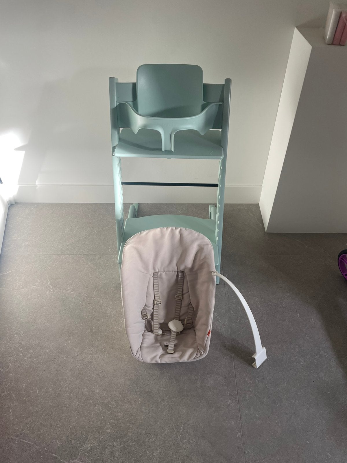 Zeer nette stokke tripp trapp + newborn + babyset, Ophalen, Zo goed als nieuw, Meegroeistoel, Aanschuifbaar