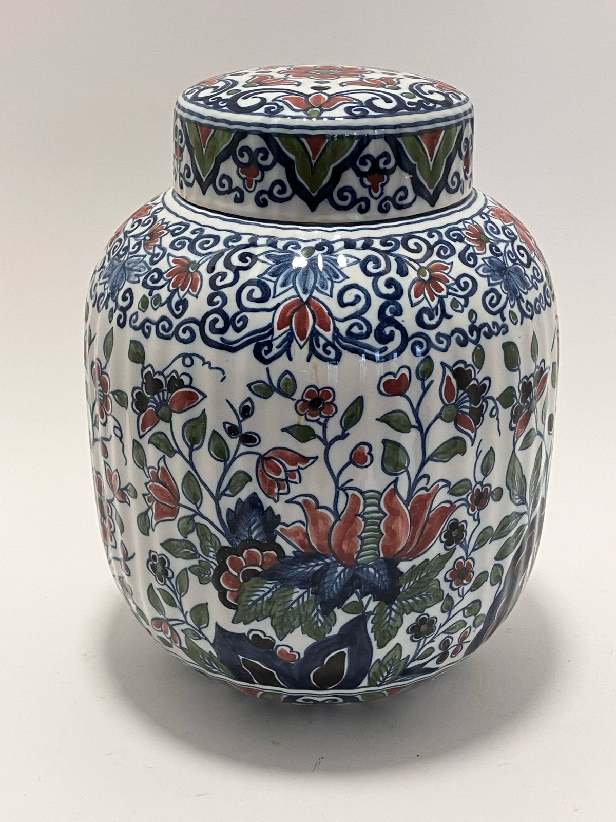 Prachtige Makkum Aardewerk Gemberpot met Bloemenpatroon, Ophalen