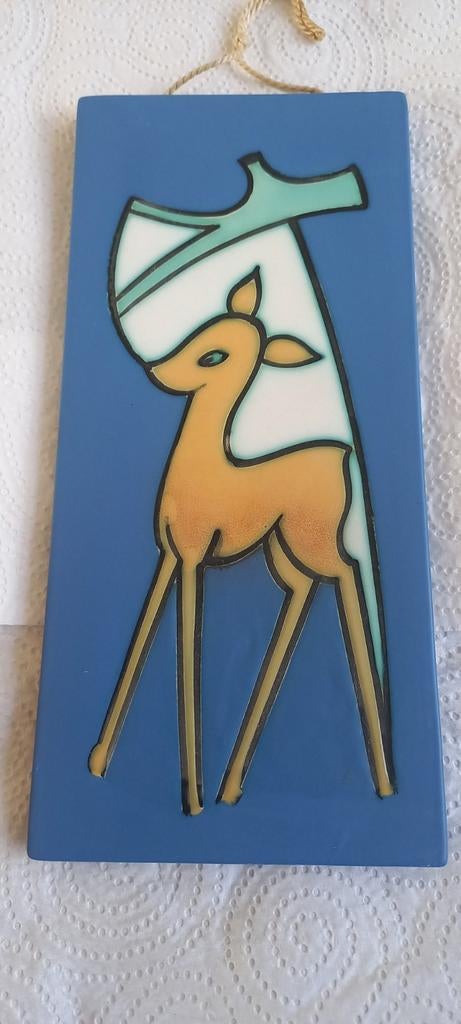 Vintage Wandtegel met Hert, Antiek en Kunst, Ophalen of Verzenden