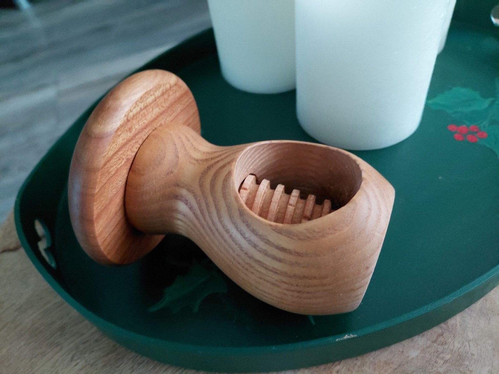 Vintage Houten Notenkraker - Paddenstoel Design, Verzenden, Gebruikt, Hout