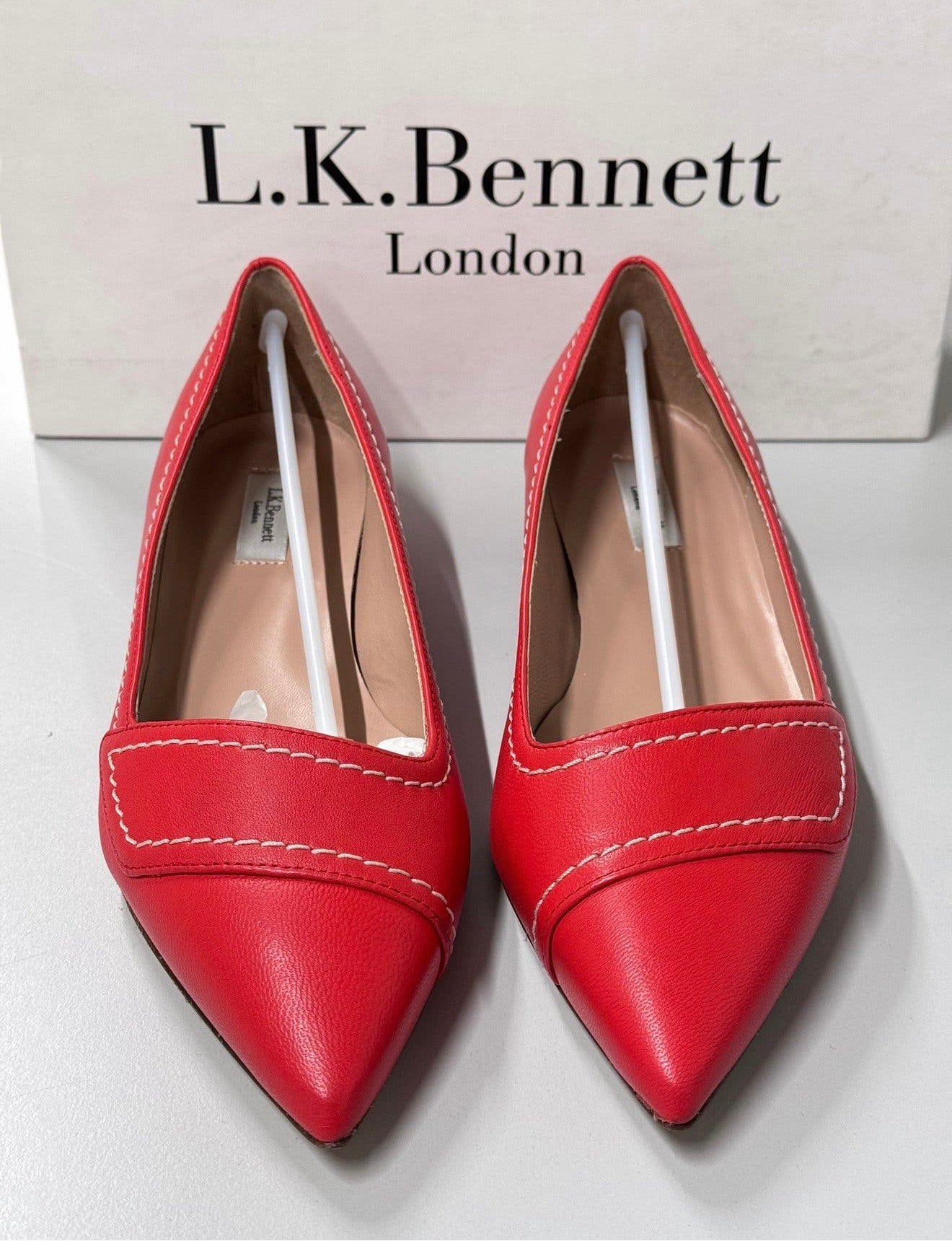 LK Bennett Polly Leather Contrast Stitch Flats schoen hak 37, P, P, Nieuw, Ophalen of Verzenden
