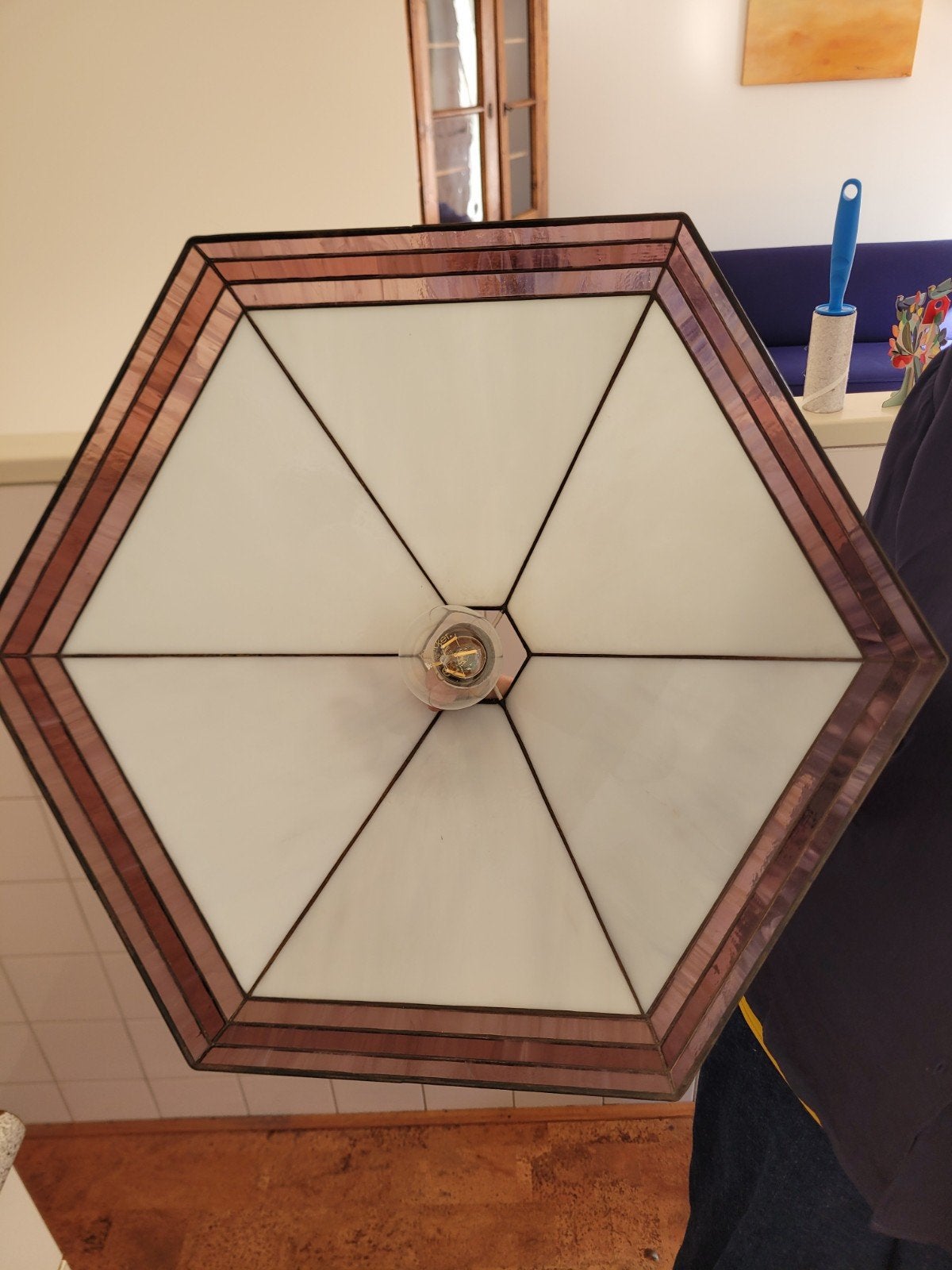 Art Deco Glas-in-lood Plafondlamp - Atelier Weteringschans, Antiek en Kunst, Ophalen