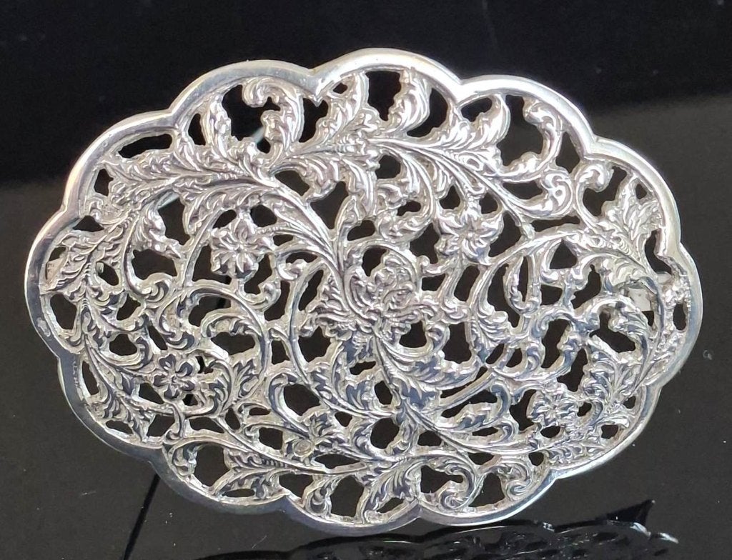 Grote Antieke Bloemen Broche Zilver H Vos Roermond, Sieraden, Tassen en Uiterlijk, Ophalen of Verzenden, Zilver, Broche