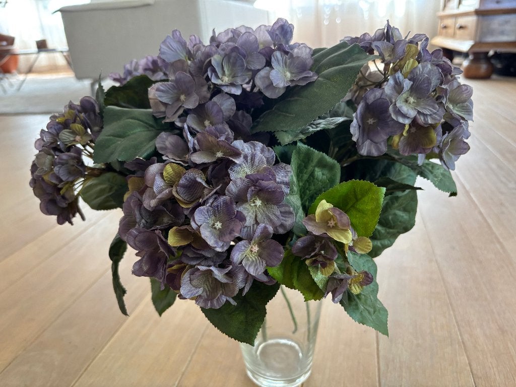 boeket kunstbloemen van paarse hortensia's, Huis en Inrichting, Woonaccessoires | Kunstplanten en Kunstbloemen, 40 cm, Zijde, Ophalen of Verzenden