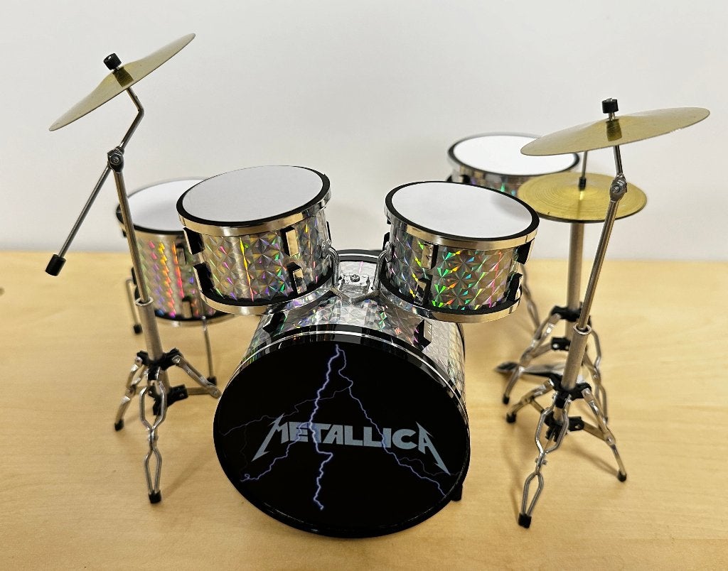 Metallica Chrome miniatuur drumstel mini drum decoratie, Info@deconoord.nl, Deco Noord, Nieuw, Ophalen of Verzenden
