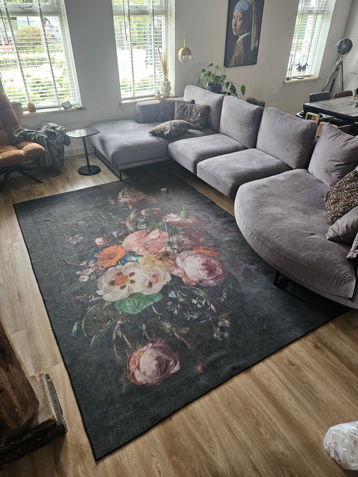 Vloerkleed met bloemenprint - 200 x 290 cm, Ophalen, Klassiek, Bloemenprint, Gebruikt, 150 tot 200 cm