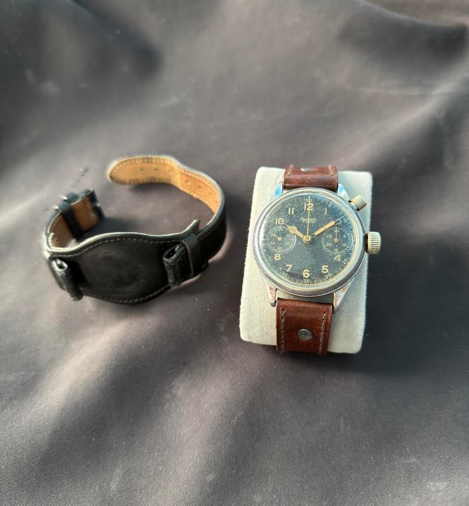 Hanhart Mono Luftwaffe piloten horloge jaren 1938-1941, Overige merken, Staal, Polshorloge, 1930 tot 1960