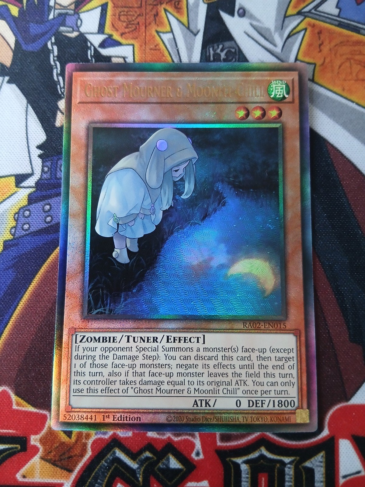 Ghost Mourner & Moonlit Chill Collectors Rare RA02 Yu-Gi-Oh, Ophalen, Zo goed als nieuw, Foil