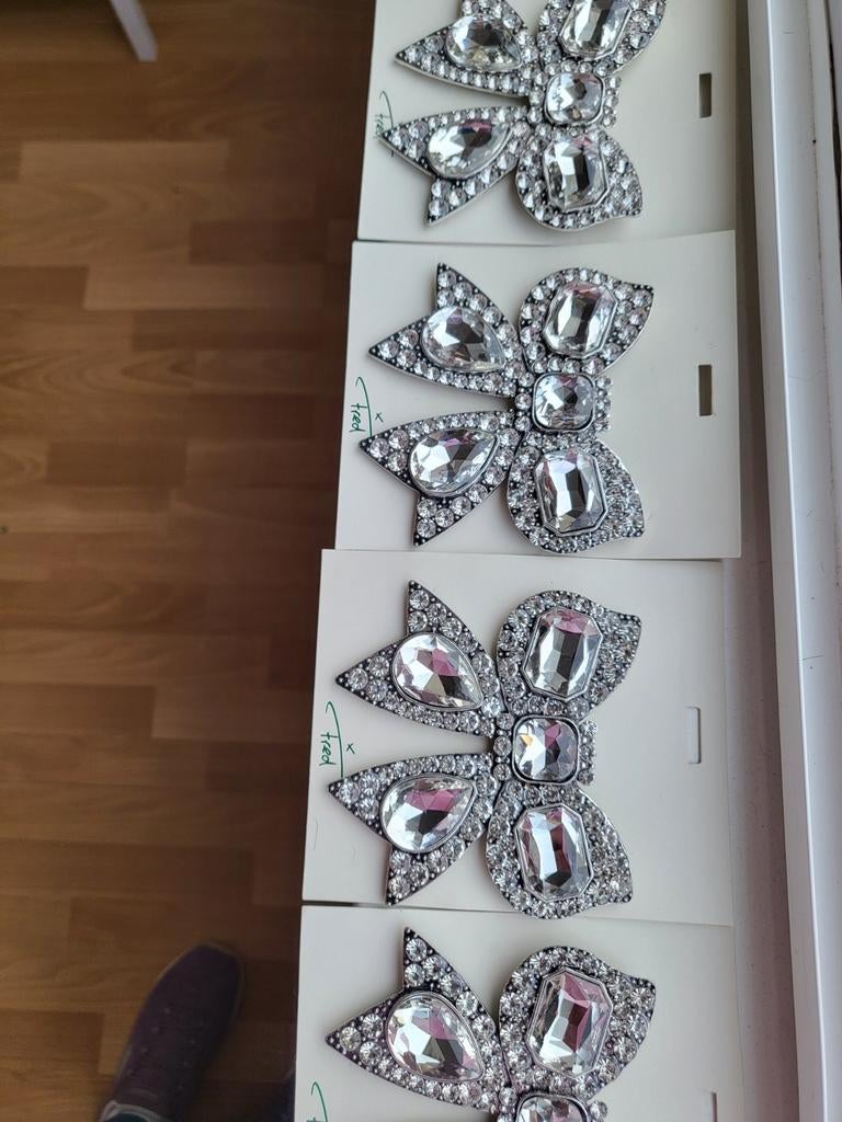 Shoeby fred van leer  BROCHE Zilver met Kristal, Met kristal, Overige materialen, 4 tot 7 cm, Nieuw