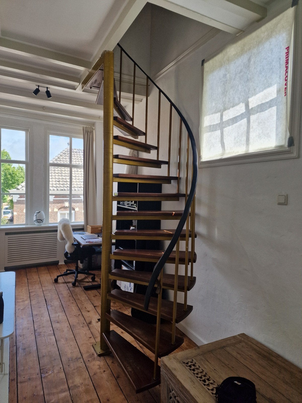 Mooie wenteltrap met verstelbare hardhouten treden, Doe-het-zelf en Verbouw, Ladders en Trappen, Ophalen of Verzenden, Gebruikt