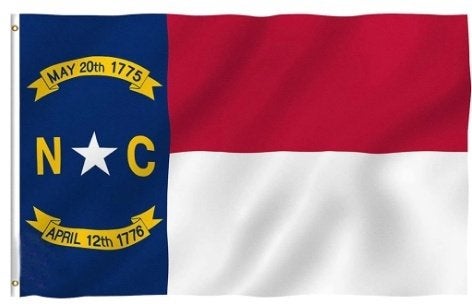 NORTH CAROLINA State Flag American Vlag ca 90 x 150 cm., Ophalen of Verzenden, Nieuw