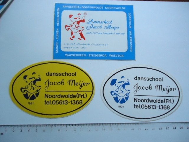 sticker oud Jacob Meijer Noordwolde heerenveen friesland 3x, Verzamelen, Verzenden, Zo goed als nieuw, Bedrijf of Vereniging