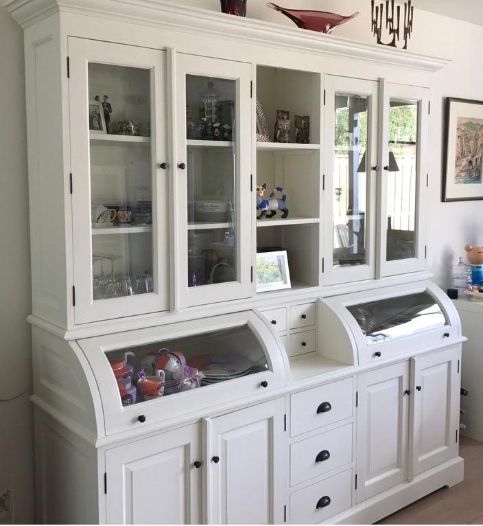 Grote witte buffetkast van oud grenen - 200x210x52 cm, Ophalen, 200 cm of meer, Zo goed als nieuw, Met lade(s)