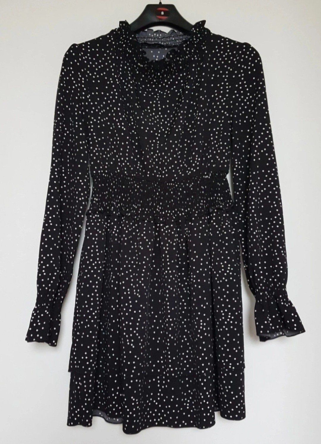 Zwarte stippen polkadot jurk maat m, Ophalen of Verzenden, Zo goed als nieuw, Maat 38/40 (M), Zwart