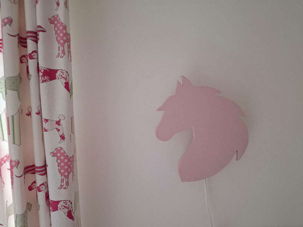 Lamp meisjeskamer, paarden, Paardenhoofd roze, Ophalen of Verzenden, Zo goed als nieuw, Minder dan 50 cm